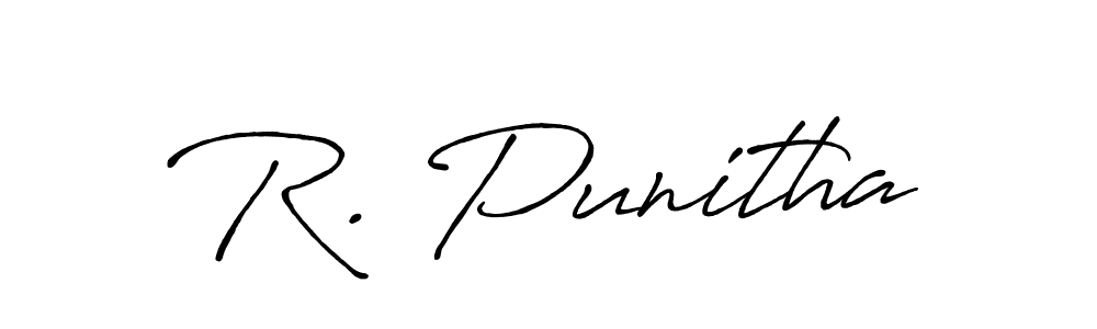 How to make R. Punitha name signature. Use Antro_Vectra_Bolder style for creating short signs online. This is the latest handwritten sign. R. Punitha signature style 7 images and pictures png