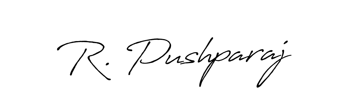 Use a signature maker to create a handwritten signature online. With this signature software, you can design (Antro_Vectra_Bolder) your own signature for name R. Pushparaj. R. Pushparaj signature style 7 images and pictures png