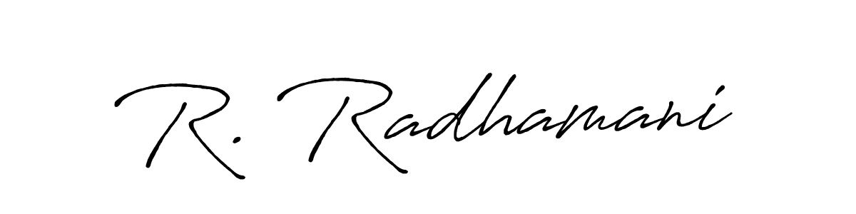 if you are searching for the best signature style for your name R. Radhamani. so please give up your signature search. here we have designed multiple signature styles  using Antro_Vectra_Bolder. R. Radhamani signature style 7 images and pictures png