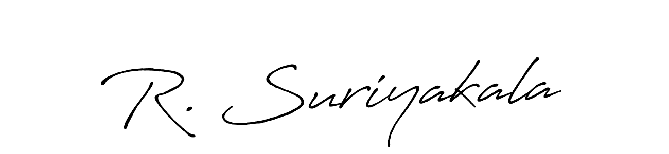if you are searching for the best signature style for your name R. Suriyakala. so please give up your signature search. here we have designed multiple signature styles  using Antro_Vectra_Bolder. R. Suriyakala signature style 7 images and pictures png
