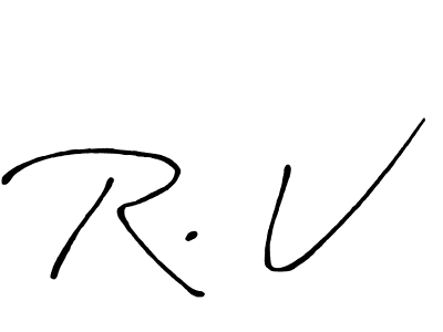 Make a beautiful signature design for name R. V. With this signature (Antro_Vectra_Bolder) style, you can create a handwritten signature for free. R. V signature style 7 images and pictures png