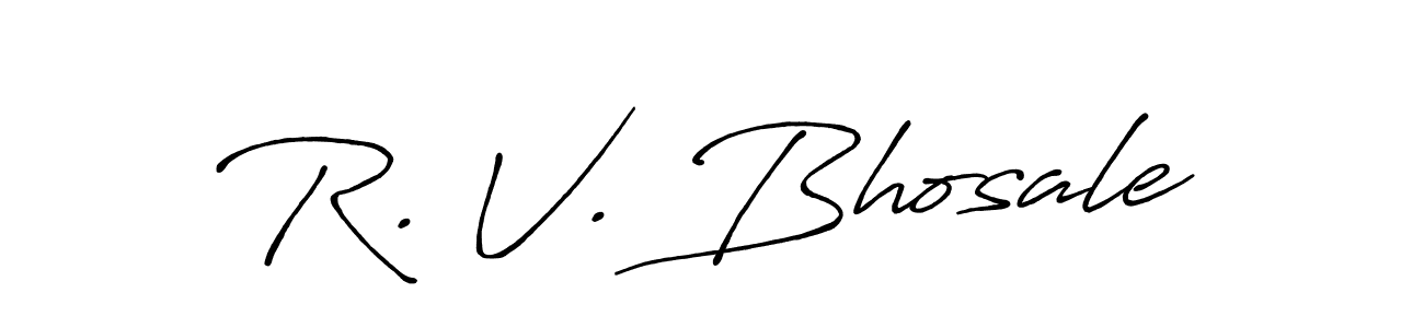 Use a signature maker to create a handwritten signature online. With this signature software, you can design (Antro_Vectra_Bolder) your own signature for name R. V. Bhosale. R. V. Bhosale signature style 7 images and pictures png