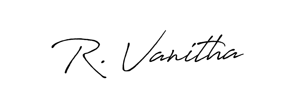 You should practise on your own different ways (Antro_Vectra_Bolder) to write your name (R. Vanitha) in signature. don't let someone else do it for you. R. Vanitha signature style 7 images and pictures png