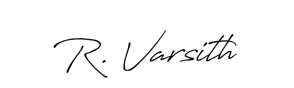 Use a signature maker to create a handwritten signature online. With this signature software, you can design (Antro_Vectra_Bolder) your own signature for name R. Varsith. R. Varsith signature style 7 images and pictures png