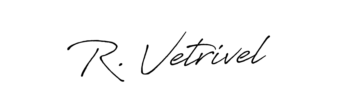 if you are searching for the best signature style for your name R. Vetrivel. so please give up your signature search. here we have designed multiple signature styles  using Antro_Vectra_Bolder. R. Vetrivel signature style 7 images and pictures png