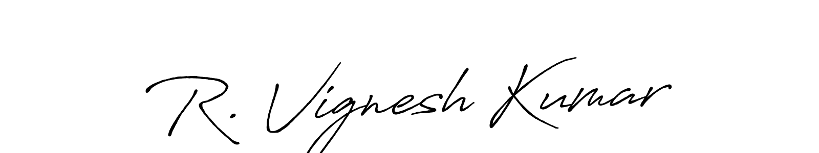 The best way (Antro_Vectra_Bolder) to make a short signature is to pick only two or three words in your name. The name R. Vignesh Kumar include a total of six letters. For converting this name. R. Vignesh Kumar signature style 7 images and pictures png