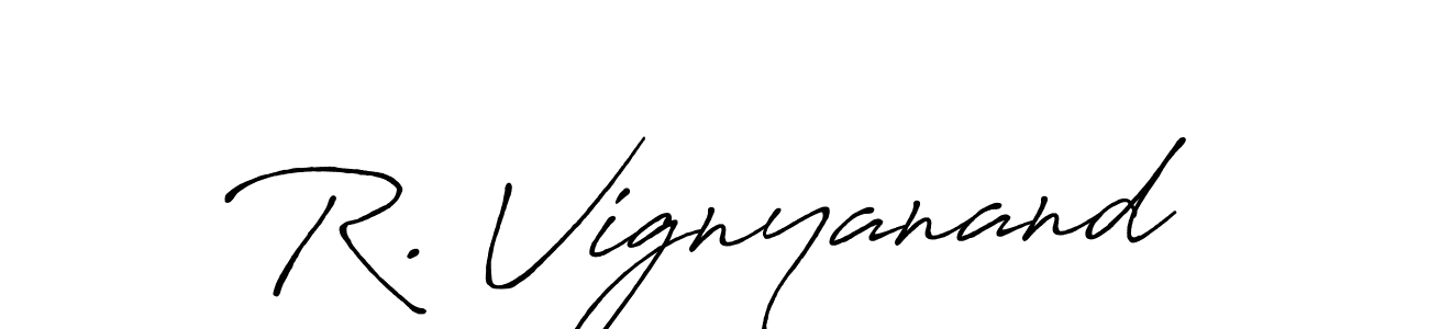 Use a signature maker to create a handwritten signature online. With this signature software, you can design (Antro_Vectra_Bolder) your own signature for name R. Vignyanand. R. Vignyanand signature style 7 images and pictures png