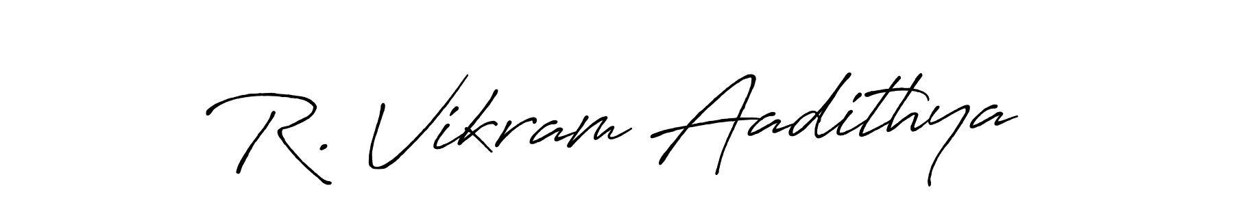 Use a signature maker to create a handwritten signature online. With this signature software, you can design (Antro_Vectra_Bolder) your own signature for name R. Vikram Aadithya. R. Vikram Aadithya signature style 7 images and pictures png