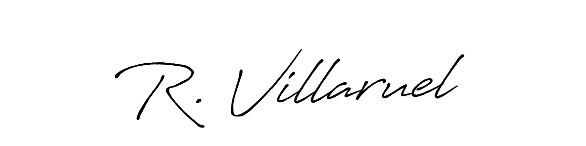 Similarly Antro_Vectra_Bolder is the best handwritten signature design. Signature creator online .You can use it as an online autograph creator for name R. Villaruel. R. Villaruel signature style 7 images and pictures png