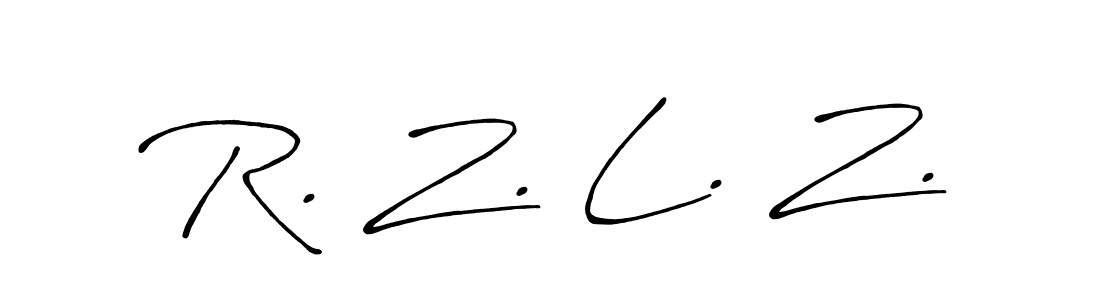 The best way (Antro_Vectra_Bolder) to make a short signature is to pick only two or three words in your name. The name R. Z. L. Z. include a total of six letters. For converting this name. R. Z. L. Z. signature style 7 images and pictures png