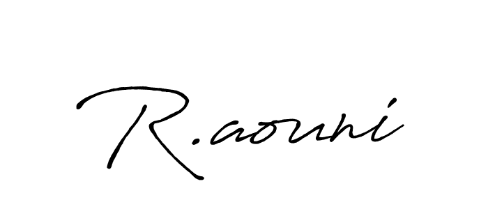 Also You can easily find your signature by using the search form. We will create R.aouni name handwritten signature images for you free of cost using Antro_Vectra_Bolder sign style. R.aouni signature style 7 images and pictures png