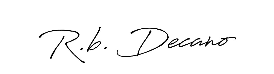 Use a signature maker to create a handwritten signature online. With this signature software, you can design (Antro_Vectra_Bolder) your own signature for name R.b. Decano. R.b. Decano signature style 7 images and pictures png
