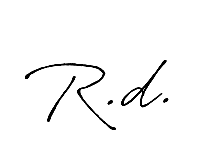 Make a beautiful signature design for name R.d.. With this signature (Antro_Vectra_Bolder) style, you can create a handwritten signature for free. R.d. signature style 7 images and pictures png