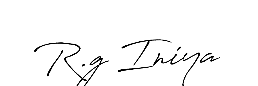 The best way (Antro_Vectra_Bolder) to make a short signature is to pick only two or three words in your name. The name R.g Iniya include a total of six letters. For converting this name. R.g Iniya signature style 7 images and pictures png