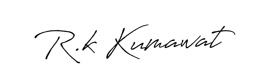 Create a beautiful signature design for name R.k Kumawat. With this signature (Antro_Vectra_Bolder) fonts, you can make a handwritten signature for free. R.k Kumawat signature style 7 images and pictures png