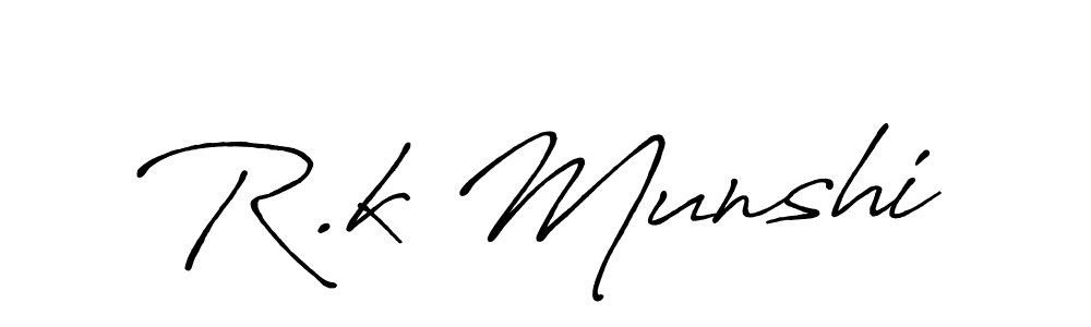 Design your own signature with our free online signature maker. With this signature software, you can create a handwritten (Antro_Vectra_Bolder) signature for name R.k Munshi. R.k Munshi signature style 7 images and pictures png