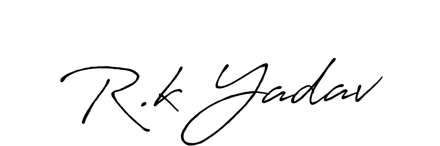 Design your own signature with our free online signature maker. With this signature software, you can create a handwritten (Antro_Vectra_Bolder) signature for name R.k Yadav. R.k Yadav signature style 7 images and pictures png