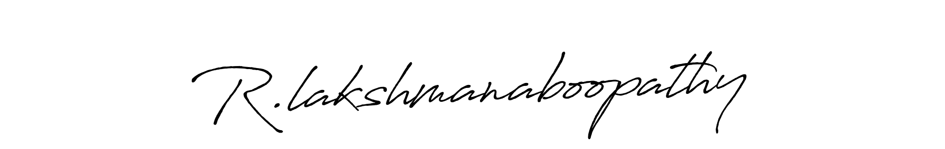 The best way (Antro_Vectra_Bolder) to make a short signature is to pick only two or three words in your name. The name R.lakshmanaboopathy include a total of six letters. For converting this name. R.lakshmanaboopathy signature style 7 images and pictures png