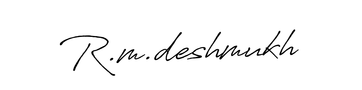 Use a signature maker to create a handwritten signature online. With this signature software, you can design (Antro_Vectra_Bolder) your own signature for name R.m.deshmukh. R.m.deshmukh signature style 7 images and pictures png