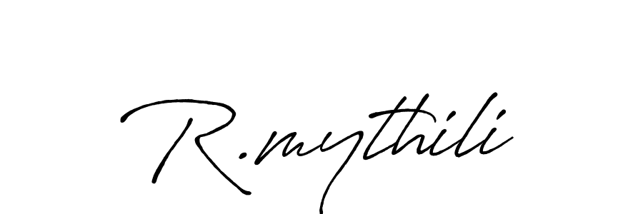 How to make R.mythili name signature. Use Antro_Vectra_Bolder style for creating short signs online. This is the latest handwritten sign. R.mythili signature style 7 images and pictures png