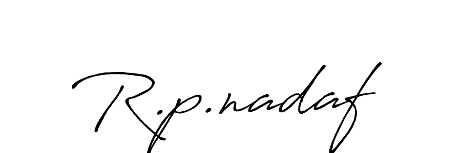 The best way (Antro_Vectra_Bolder) to make a short signature is to pick only two or three words in your name. The name R.p.nadaf include a total of six letters. For converting this name. R.p.nadaf signature style 7 images and pictures png