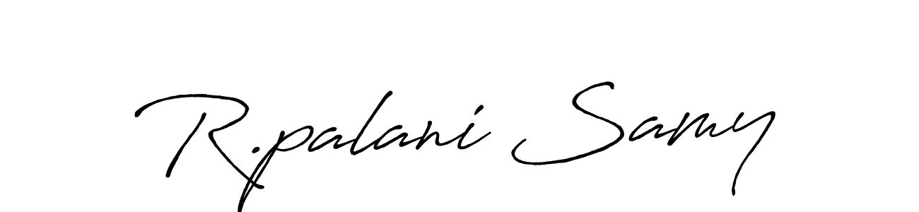 Use a signature maker to create a handwritten signature online. With this signature software, you can design (Antro_Vectra_Bolder) your own signature for name R.palani Samy. R.palani Samy signature style 7 images and pictures png
