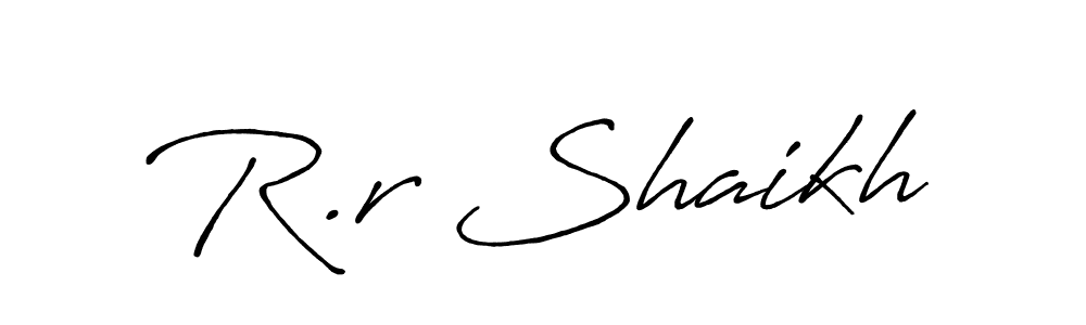 Make a beautiful signature design for name R.r Shaikh. With this signature (Antro_Vectra_Bolder) style, you can create a handwritten signature for free. R.r Shaikh signature style 7 images and pictures png