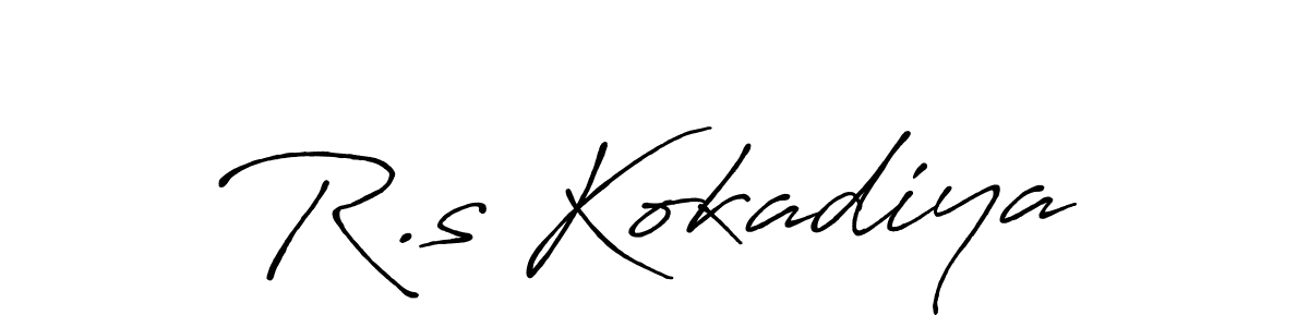 Create a beautiful signature design for name R.s Kokadiya. With this signature (Antro_Vectra_Bolder) fonts, you can make a handwritten signature for free. R.s Kokadiya signature style 7 images and pictures png