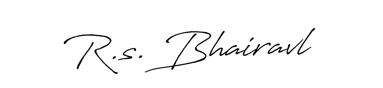 The best way (Antro_Vectra_Bolder) to make a short signature is to pick only two or three words in your name. The name R.s. Bhairavl include a total of six letters. For converting this name. R.s. Bhairavl signature style 7 images and pictures png