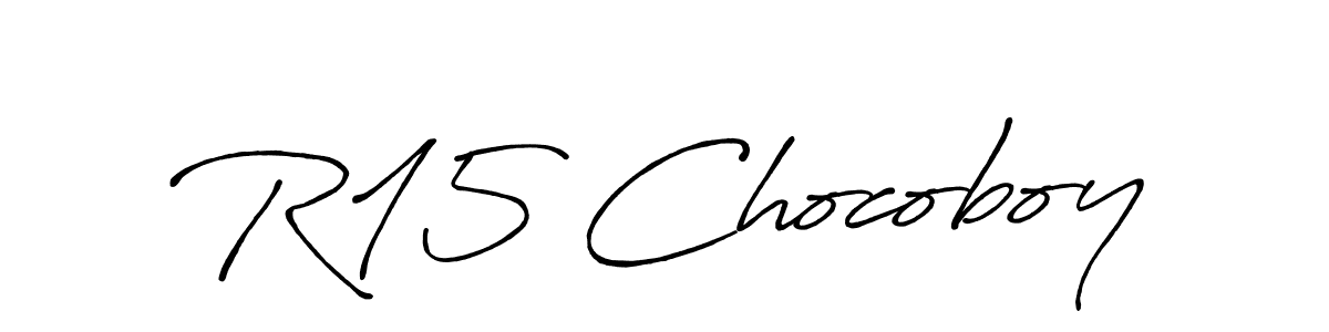 Create a beautiful signature design for name R15 Chocoboy. With this signature (Antro_Vectra_Bolder) fonts, you can make a handwritten signature for free. R15 Chocoboy signature style 7 images and pictures png