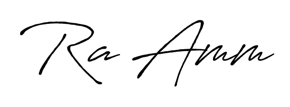 Master the art of signing with Ra Amm written in fluent Antro_Vectra_Bolder script. A great template to practice and refine your handwriting. Ra Amm signature style 7 images and pictures png