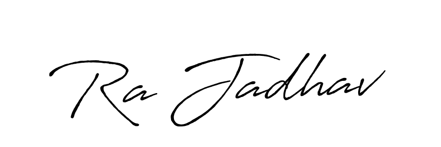 Also You can easily find your signature by using the search form. We will create Ra Jadhav name handwritten signature images for you free of cost using Antro_Vectra_Bolder sign style. Ra Jadhav signature style 7 images and pictures png