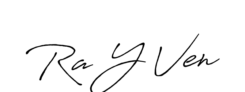 How to make Ra Y Ven name signature. Use Antro_Vectra_Bolder style for creating short signs online. This is the latest handwritten sign. Ra Y Ven signature style 7 images and pictures png