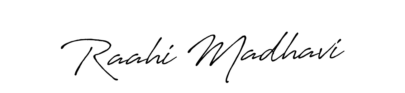 Use a signature maker to create a handwritten signature online. With this signature software, you can design (Antro_Vectra_Bolder) your own signature for name Raahi Madhavi. Raahi Madhavi signature style 7 images and pictures png