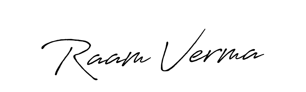Create a beautiful signature design for name Raam Verma. With this signature (Antro_Vectra_Bolder) fonts, you can make a handwritten signature for free. Raam Verma signature style 7 images and pictures png