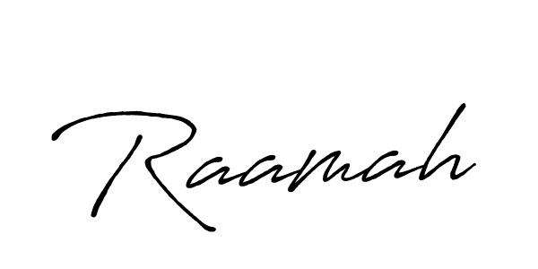 Use a signature maker to create a handwritten signature online. With this signature software, you can design (Antro_Vectra_Bolder) your own signature for name Raamah. Raamah signature style 7 images and pictures png