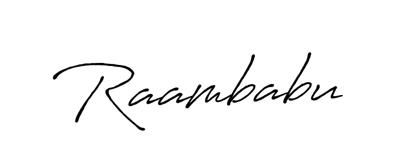 Use a signature maker to create a handwritten signature online. With this signature software, you can design (Antro_Vectra_Bolder) your own signature for name Raambabu. Raambabu signature style 7 images and pictures png