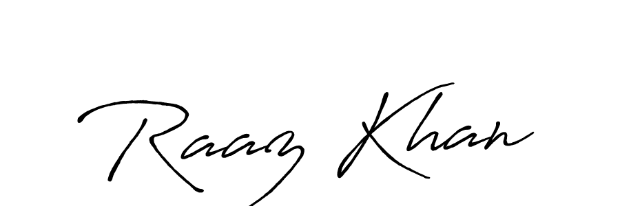 Make a beautiful signature design for name Raaz Khan. With this signature (Antro_Vectra_Bolder) style, you can create a handwritten signature for free. Raaz Khan signature style 7 images and pictures png