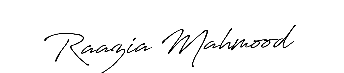 Make a beautiful signature design for name Raazia Mahmood. With this signature (Antro_Vectra_Bolder) style, you can create a handwritten signature for free. Raazia Mahmood signature style 7 images and pictures png