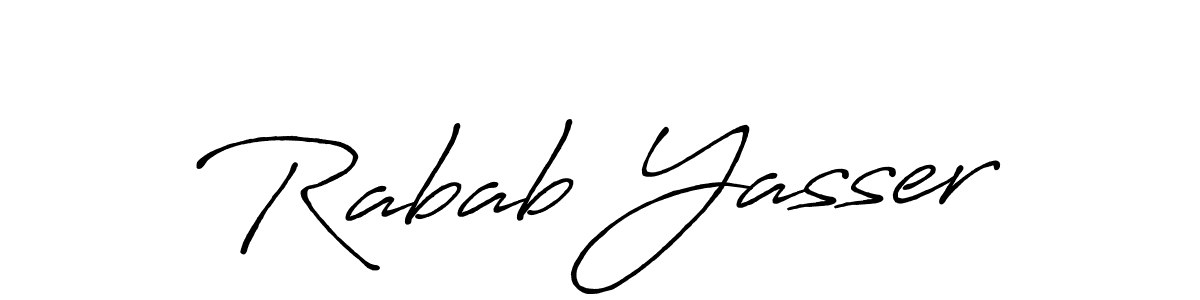 Design your own signature with our free online signature maker. With this signature software, you can create a handwritten (Antro_Vectra_Bolder) signature for name Rabab Yasser. Rabab Yasser signature style 7 images and pictures png