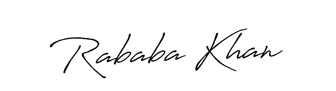 Use a signature maker to create a handwritten signature online. With this signature software, you can design (Antro_Vectra_Bolder) your own signature for name Rababa Khan. Rababa Khan signature style 7 images and pictures png