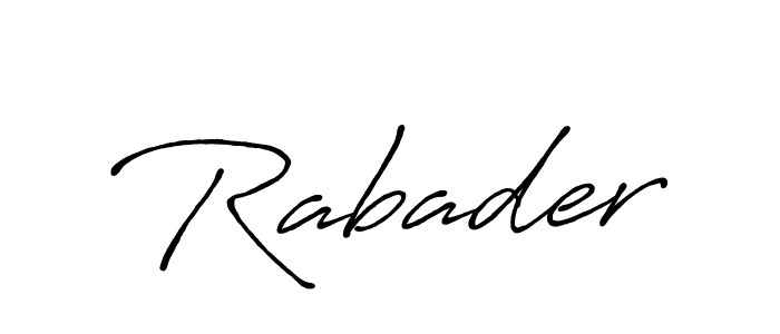Use a signature maker to create a handwritten signature online. With this signature software, you can design (Antro_Vectra_Bolder) your own signature for name Rabader. Rabader signature style 7 images and pictures png