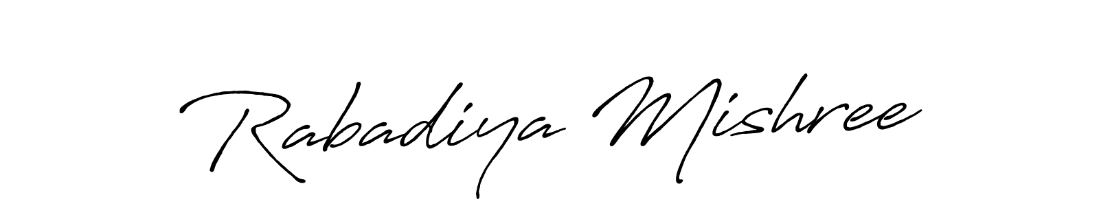 The best way (Antro_Vectra_Bolder) to make a short signature is to pick only two or three words in your name. The name Rabadiya Mishree include a total of six letters. For converting this name. Rabadiya Mishree signature style 7 images and pictures png