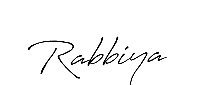 Use a signature maker to create a handwritten signature online. With this signature software, you can design (Antro_Vectra_Bolder) your own signature for name Rabbiya. Rabbiya signature style 7 images and pictures png