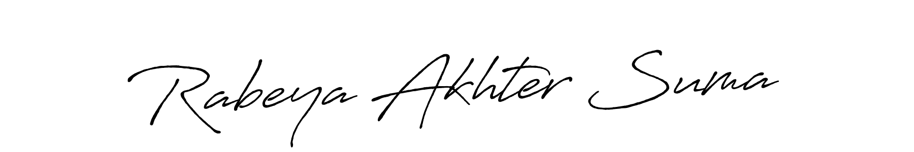 The best way (Antro_Vectra_Bolder) to make a short signature is to pick only two or three words in your name. The name Rabeya Akhter Suma include a total of six letters. For converting this name. Rabeya Akhter Suma signature style 7 images and pictures png