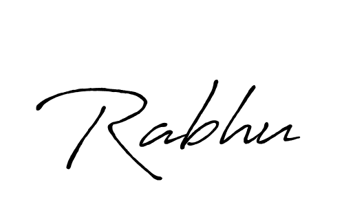 Use a signature maker to create a handwritten signature online. With this signature software, you can design (Antro_Vectra_Bolder) your own signature for name Rabhu. Rabhu signature style 7 images and pictures png