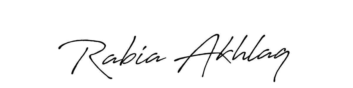 Make a beautiful signature design for name Rabia Akhlaq. With this signature (Antro_Vectra_Bolder) style, you can create a handwritten signature for free. Rabia Akhlaq signature style 7 images and pictures png