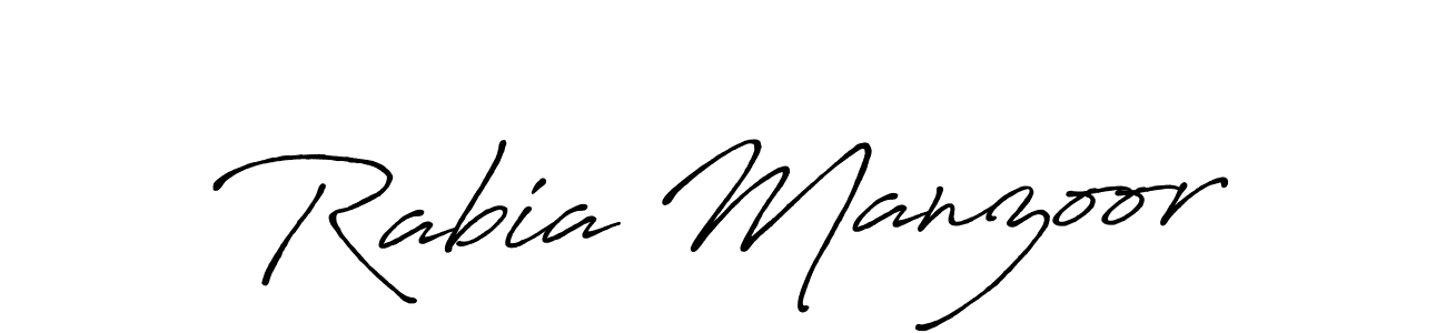 Also You can easily find your signature by using the search form. We will create Rabia Manzoor name handwritten signature images for you free of cost using Antro_Vectra_Bolder sign style. Rabia Manzoor signature style 7 images and pictures png