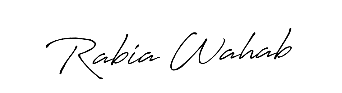 The best way (Antro_Vectra_Bolder) to make a short signature is to pick only two or three words in your name. The name Rabia Wahab include a total of six letters. For converting this name. Rabia Wahab signature style 7 images and pictures png