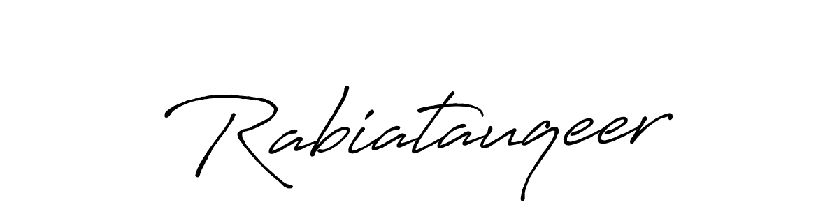 Create a beautiful signature design for name Rabiatauqeer. With this signature (Antro_Vectra_Bolder) fonts, you can make a handwritten signature for free. Rabiatauqeer signature style 7 images and pictures png